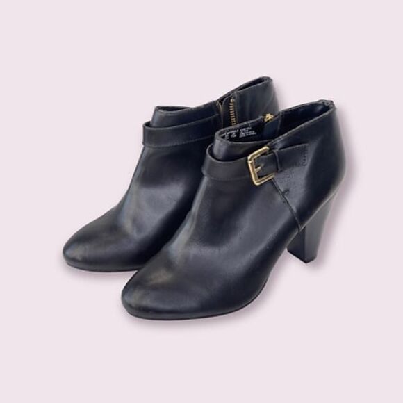 Metaphor Womens Kell Ankle Boots Booties Black Straps Buckle Stacked Zip 9 M - Picture 1 of 12